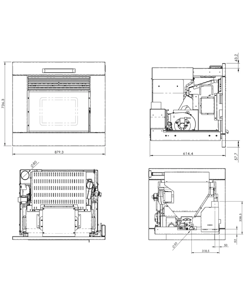 Insert canalizable 12kW + chimenea INOX de regalo - Llaima