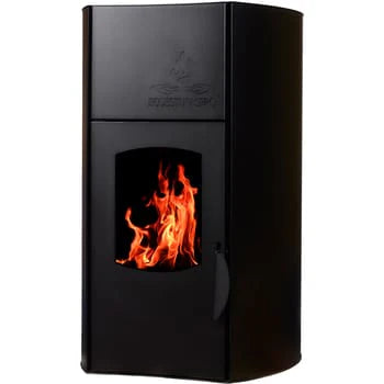 HIDRO ESTUFA DE PELLET DE 25 KW DE POTENCIA, AUTONOMÍA 10-20 HORAS, SUPERFICIE 200 M2 Y CONSUMO 2-4 Kg/h COLOR NEGRO CON CRISTAL